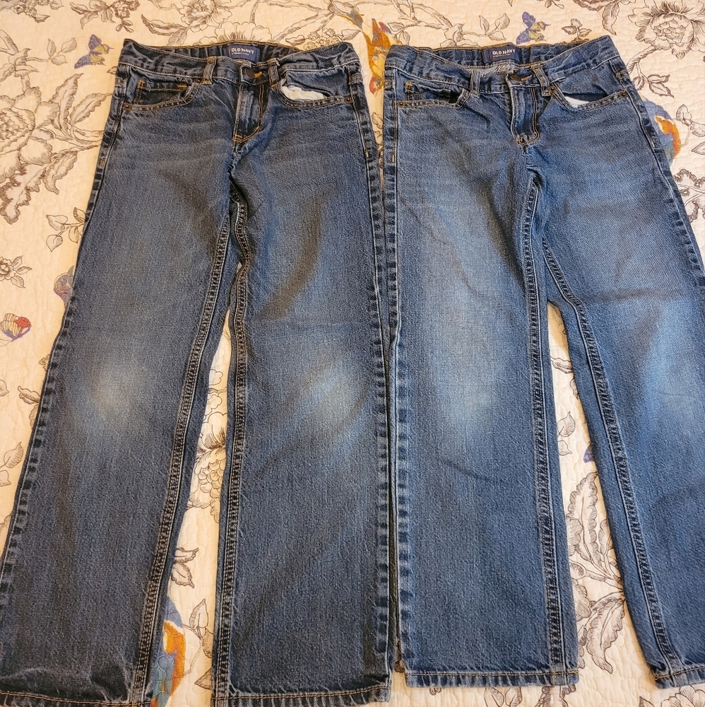 Old Navy Boy's Straight Leg Jeans Adjustable Waistband Sz 8 Regular